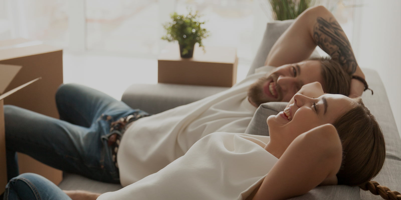 Couple happy after moving house